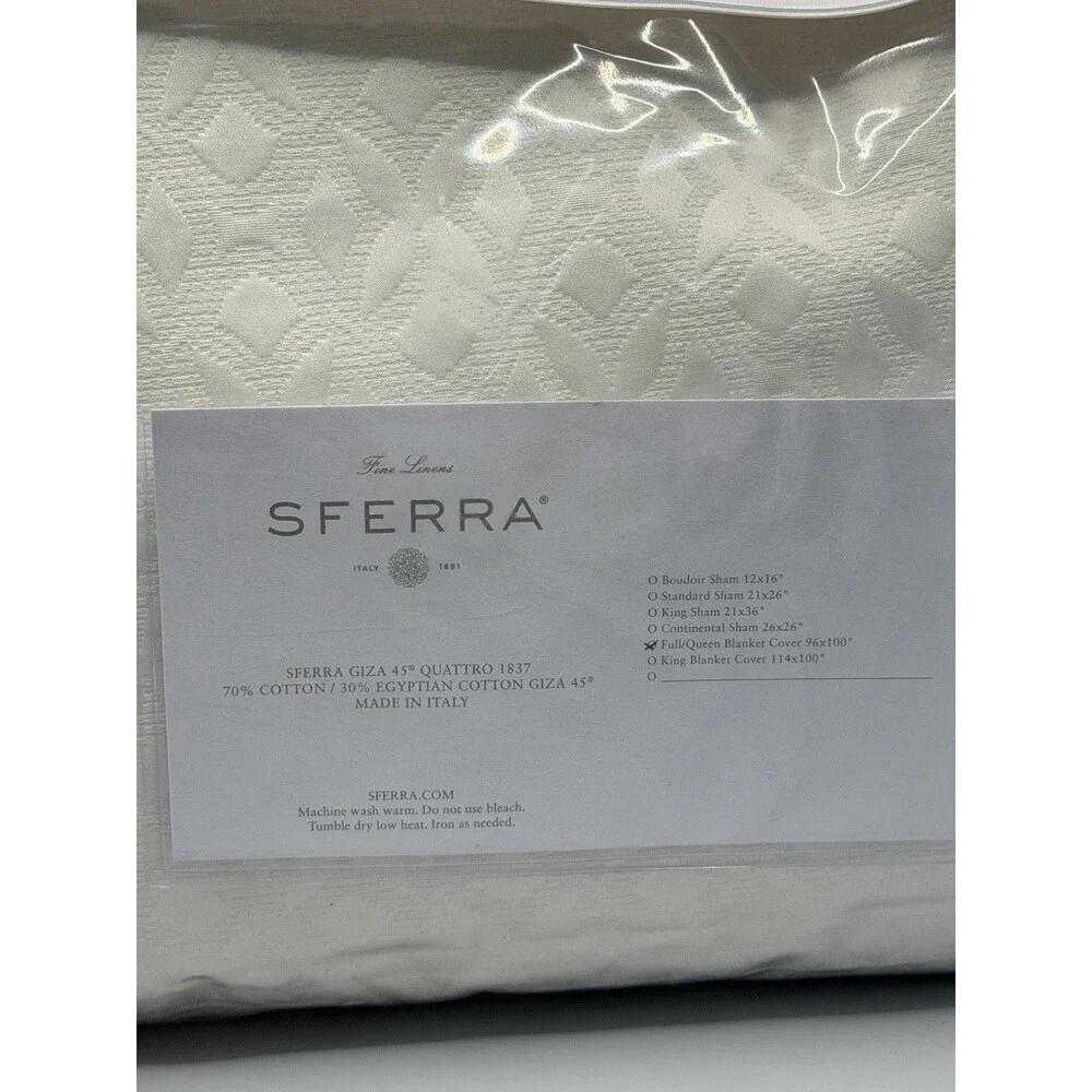SFERRA Giza 45 Quattro 1837 Full/Queen Blanket Cover + 2 Standard Shams Giza 45